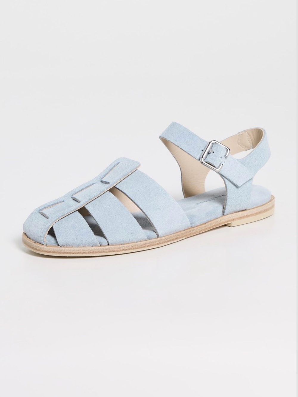 NWOT Freda Salvador Sera Sandals in Light Blue Suede Strappy Flat Sandals